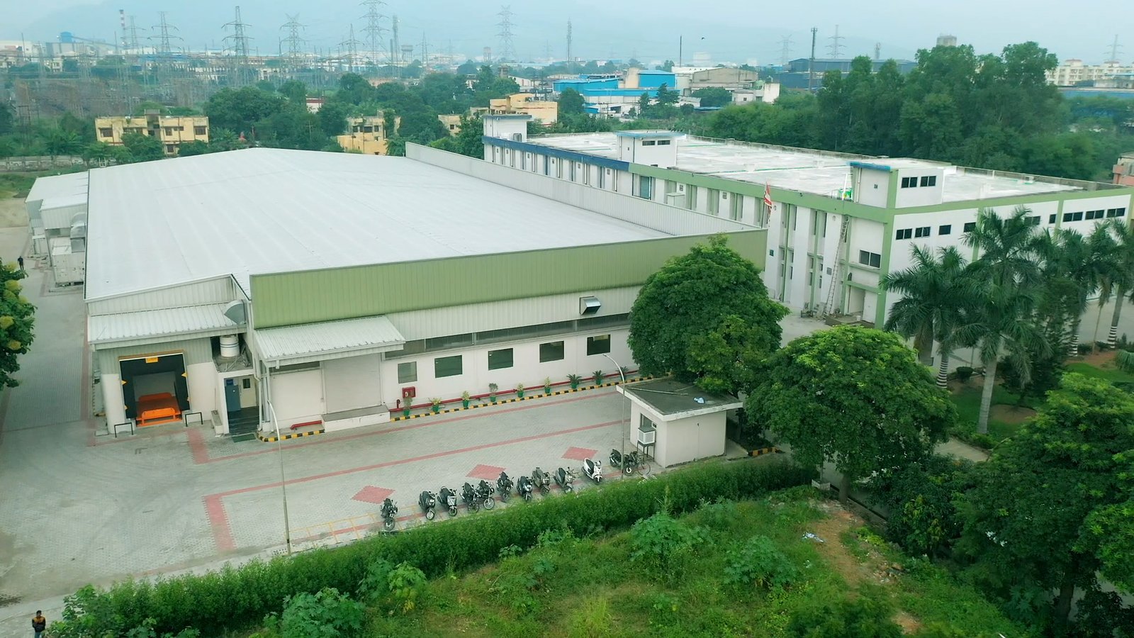 Aerial view of a Shree Naina Glass Inc. plant in India
